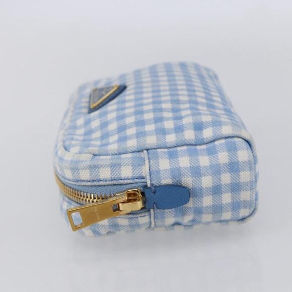 PRADA Pouch Canvas Light Blue Gold Auth 154909 - Picture 3 of 16